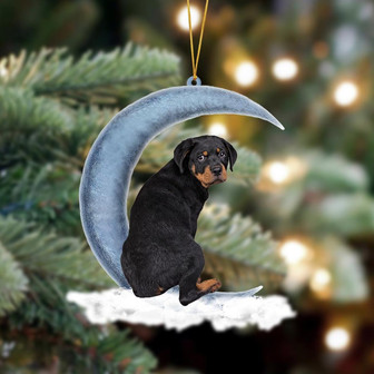 Ornament- Rottweiler Sits On The Moon Hanging Ornament Dog Ornament, Car Ornament, Christmas Ornament - Thegiftio UK