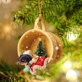 Ornament- Rottweiler Sleeping In A Cup Christmas Ornament Dog Ornament, Car Ornament, Christmas Ornament - Thegiftio UK