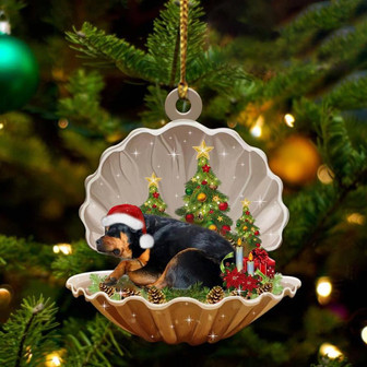 Ornament- Rottweiler-Sleeping Pearl in Christmas Two Sided Ornament, Happy Christmas Ornament, Car Ornament - Thegiftio UK