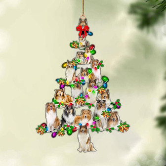 Ornament- Rough Collie-Christmas Tree Lights-Two Sided Ornament, Happy Christmas Ornament, Car Ornament - Thegiftio UK