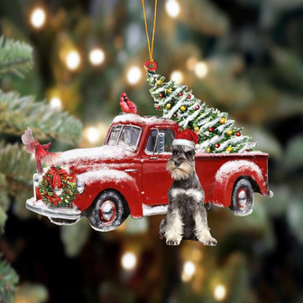 Ornament- Schnauzer-Cardinal & Truck Two Sided Ornament, Happy Christmas Ornament, Car Ornament - Thegiftio UK