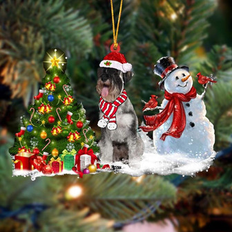 Ornament- Schnauzer Christmas Snow Hanging Ornament Dog Ornament, Car Ornament, Christmas Ornament - Thegiftio UK