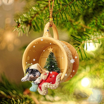 Ornament- Schnauzer Sleeping In A Cup Christmas Ornament Dog Ornament, Car Ornament, Christmas Ornament - Thegiftio UK