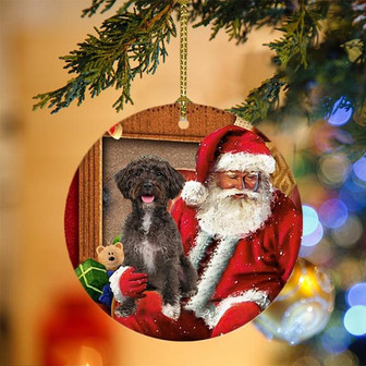 Ornament- Schnoodle With Santa Christmas Ornament, Happy Christmas Ornament, Car Ornament - Thegiftio UK