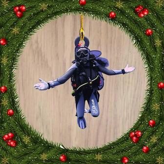 Ornament - Scuba Diving Ornament - Woman Scuba Diver Custom Name, Custom Shaped Flat Ornament Christmas, Christmas Decor - Thegiftio UK