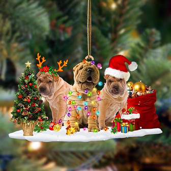 Ornament- Shar Pei-Christmas Dog Friends Hanging Ornament, Happy Christmas Ornament, Car Ornament - Thegiftio UK