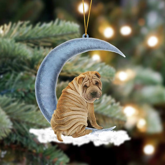 Ornament- Shar Pei Sits On The Moon Hanging Ornament Dog Ornament, Car Ornament, Christmas Ornament - Thegiftio UK