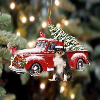 Ornament- Shetland Sheepdog-Cardinal & Truck Two Sided Ornament, Happy Christmas Ornament, Car Ornament - Thegiftio UK