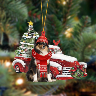 Ornament- Shetland Sheepdog-Christmas Car Two Sided Ornament, Happy Christmas Ornament, Car Ornament - Thegiftio UK