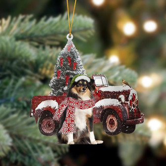 Ornament- Shetland Sheepdog-Christmas Truck Two Sided Ornament, Happy Christmas Ornament, Car Ornament - Thegiftio UK