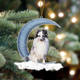 Ornament- Shetland Sheepdog Sits On The Moon Hanging Ornament Dog Ornament, Car Ornament, Christmas Ornament - Thegiftio UK