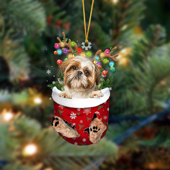 Ornament- Shi Tzu-In Christmas Pocket Two Sides Ornament, Happy Christmas Ornament, Car Ornament - Thegiftio UK