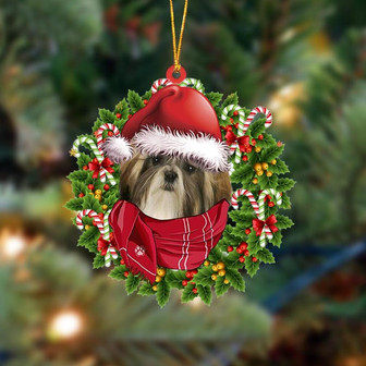 Ornament- Shih Tzu 1-Xmas Bandana Hanging Ornament, Happy Christmas Ornament, Car Ornament - Thegiftio UK
