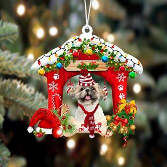 Ornament- Shih Tzu 2-Christmas House Two Sided Ornament, Happy Christmas Ornament, Car Ornament - Thegiftio UK