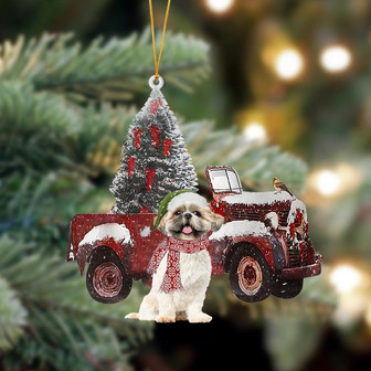 Ornament- Shih Tzu 2-Christmas Truck Two Sided Ornament, Happy Christmas Ornament, Car Ornament - Thegiftio UK