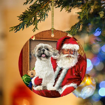 Ornament- Shih Tzu-2 With Santa Christmas Ornament, Happy Christmas Ornament, Car Ornament - Thegiftio UK