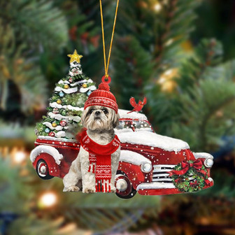 Ornament- Shih Tzu 3-Christmas Car Two Sided Ornament, Happy Christmas Ornament, Car Ornament - Thegiftio UK