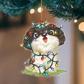 Ornament- Shih Tzu Christmas Light Hanging Ornament Dog Ornament, Car Ornament, Christmas Ornament - Thegiftio UK