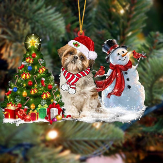 Ornament- Shih Tzu Christmas Snow Hanging Ornament Dog Ornament, Car Ornament, Christmas Ornament - Thegiftio UK