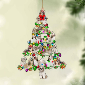 Ornament- Shih Tzu-Christmas Tree Lights-Two Sided Ornament, Happy Christmas Ornament, Car Ornament - Thegiftio UK