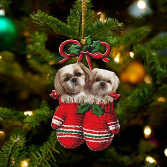 Ornament- Shih Tzu Inside Your Gloves Christmas Holiday-Two Sided Ornament, Christmas Ornament, Car Ornament - Thegiftio UK