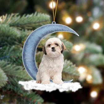 Ornament- Shih Tzu Sits On The Moon Hanging Ornament Dog Ornament, Car Ornament, Christmas Ornament - Thegiftio UK