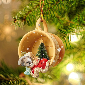Ornament- Shih Tzu Sleeping In A Cup Christmas Ornament Dog Ornament, Car Ornament, Christmas Ornament - Thegiftio UK