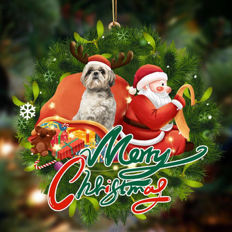 Ornament- Shih Tzu2-Santa & dog Hanging Ornament, Happy Christmas Ornament, Car Ornament - Thegiftio UK