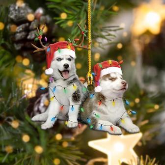 Ornament- Siberian Husky Christmas Shape Ornament, Happy Christmas Ornament, Car Ornament - Thegiftio UK