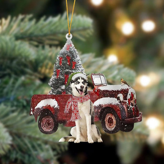 Ornament- Siberian Husky-Christmas Truck Two Sided Ornament, Happy Christmas Ornament, Car Ornament - Thegiftio UK