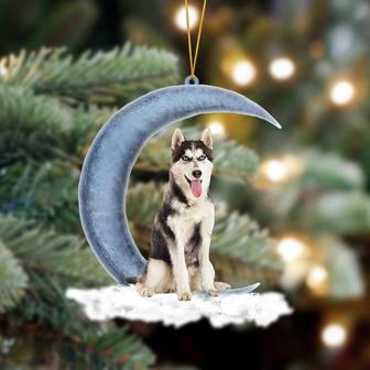 Ornament- Siberian Husky Sits On The Moon Hanging Ornament Dog Ornament, Car Ornament, Christmas Ornament - Thegiftio UK