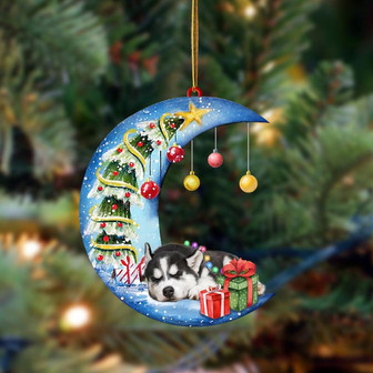 Ornament- Siberian Husky-Sleep On The Moon Christmas Two Sided Ornament, Christmas Ornament, Car Ornament - Thegiftio UK