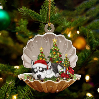 Ornament- Siberian Husky3-Sleeping Pearl in Christmas Two Sided Ornament, Christmas Ornament, Car Ornament - Thegiftio UK