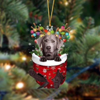 Ornament- SILVER Labrador-In Christmas Pocket Two Sides Ornament, Happy Christmas Ornament, Car Ornament - Thegiftio UK