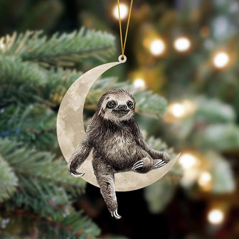 Ornament- Sloth Sits On The Moon Hanging Ornament Dog Ornament, Car Ornament, Christmas Ornament - Thegiftio UK