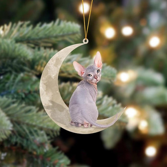 Ornament- Sphynx Cat Sits On The Moon Hanging Ornament Dog Ornament, Car Ornament, Christmas Ornament - Thegiftio UK