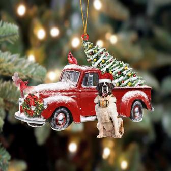 Ornament- St Bernard-Cardinal & Truck Two Sided Ornament, Happy Christmas Ornament, Car Ornament - Thegiftio UK