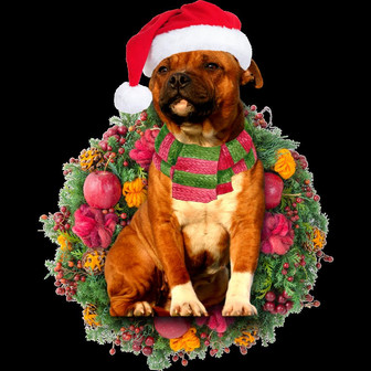 Ornament- Staffie Christmas Ornament, Happy Christmas Ornament, Car Ornament - Thegiftio UK
