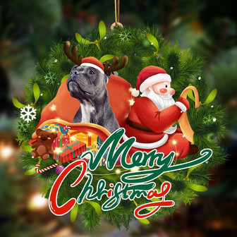 Ornament- Staffordshire Bull Terrier1-Santa & dog Hanging Ornament, Happy Christmas Ornament, Car Ornament - Thegiftio UK