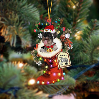 Ornament- Standard Schnauzer-Xmas Boot-Two Sided Ornament, Happy Christmas Ornament, Car Ornament - Thegiftio UK