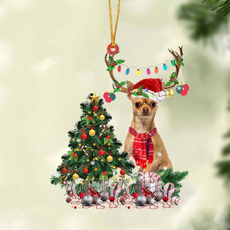 Ornament- TAN Chihuahua 1-Christmas Tree Gift Hanging Ornament, Happy Christmas Ornament, Car Ornament - Thegiftio UK