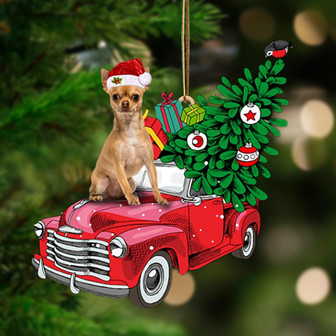 Ornament- TAN Chihuahua 1-Pine Truck Hanging Ornament, Happy Christmas Ornament, Car Ornament - Thegiftio UK