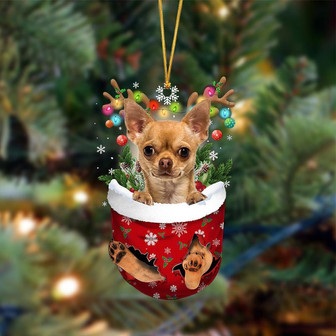 Ornament- TAN Chihuahua-In Christmas Pocket Two Sides Ornament, Happy Christmas Ornament, Car Ornament - Thegiftio UK
