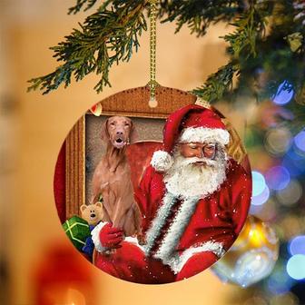 Ornament- Vizsla With Santa Christmas Ornament, Happy Christmas Ornament, Car Ornament - Thegiftio UK