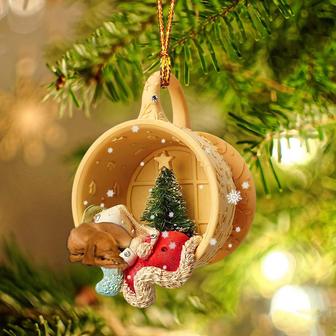 Ornament- Vizsla Sleeping In A Cup Christmas Ornament Dog Ornament, Car Ornament, Christmas Ornament - Thegiftio UK