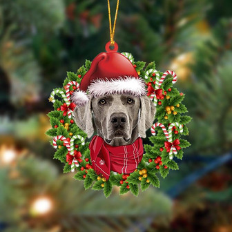 Ornament- Weimaraner 1-Xmas Bandana Hanging Ornament, Happy Christmas Ornament, Car Ornament - Thegiftio UK