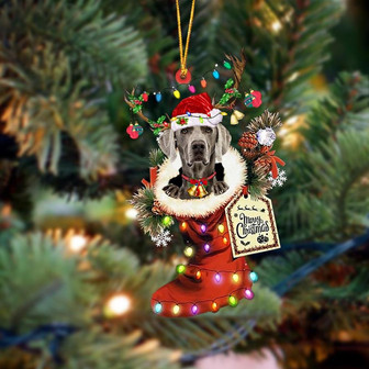 Ornament- Weimaraner 1-Xmas Boot-Two Sided Ornament, Happy Christmas Ornament, Car Ornament - Thegiftio UK