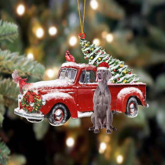 Ornament- Weimaraner-Cardinal & Truck Two Sided Ornament, Happy Christmas Ornament, Car Ornament - Thegiftio UK