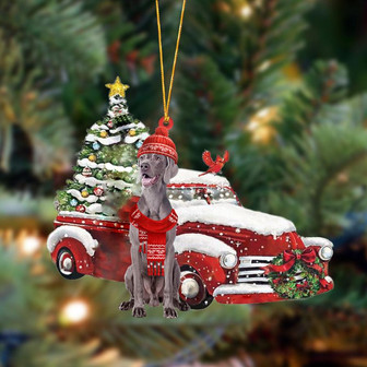 Ornament- Weimaraner-Christmas Car Two Sided Ornament, Happy Christmas Ornament, Car Ornament - Thegiftio UK