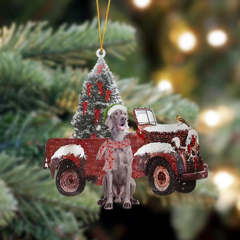 Ornament- Weimaraner-Christmas Truck Two Sided Ornament, Happy Christmas Ornament, Car Ornament - Thegiftio UK